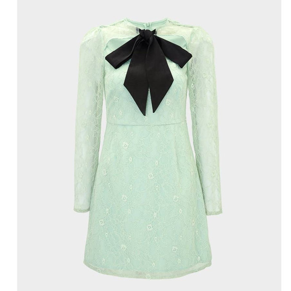 Pomelo Oversized Bow Lace Accent Dress - Light Green - Picture 2 of 8